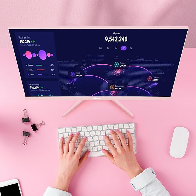 SKitphrati Pink 24 inch Gaming Monitor 200Hz Refresh Rate FHD 1080p Resolution - Image 3