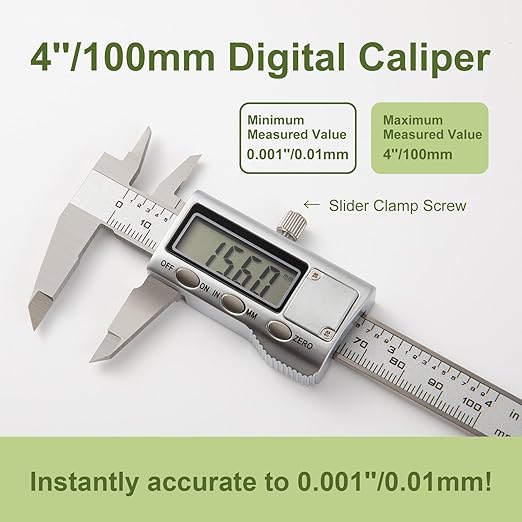 SCITOOLS All-Metal Small Digital Caliper 0-4" Mini Measuring Tool, Micrometer - Image 2