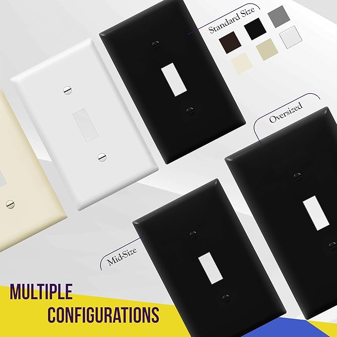 ENERLITES Toggle Light Switch Wall Plate, Gloss Finish, Standard Size 1-Gang - Image 7