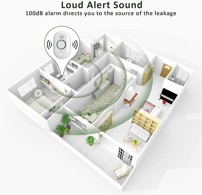 5 Pack Water Leak Detectors for Home, 100dB Water Sensor Alarm for Basement - Image 4