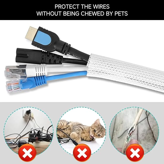 10ft 1/2 inch Cable Management White Cord Cover, Cable Organizer Cord Hider - Image 2