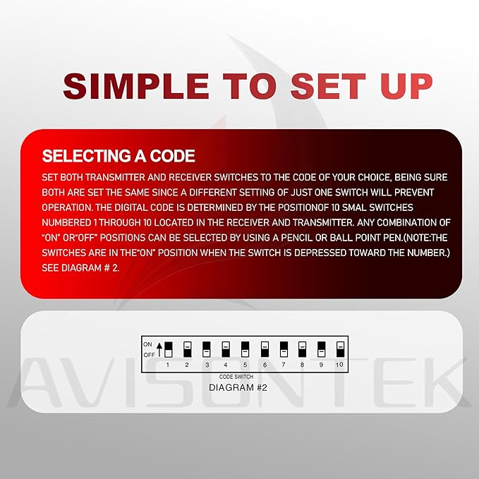2 X Multi-Code 3089 3060 MultiCode 308911 Linear MCS308911, 10 Dip Switch Gate - Image 9