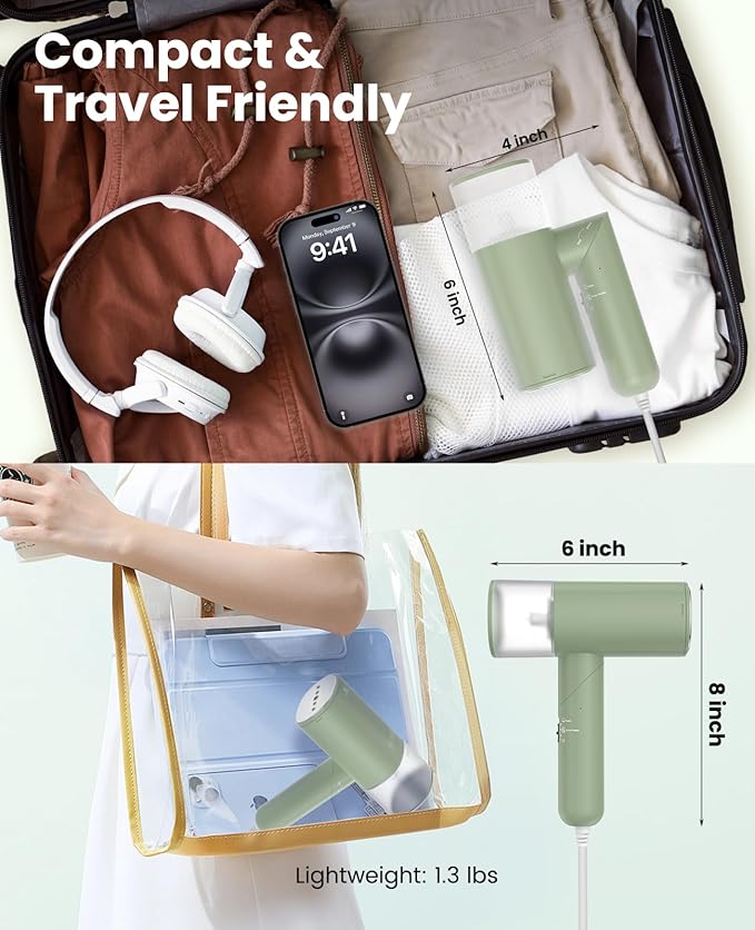 Handheld Steamer for Clothes, 1200W Foldable Travel Steamer, 20 Sec Preheat - Image 3