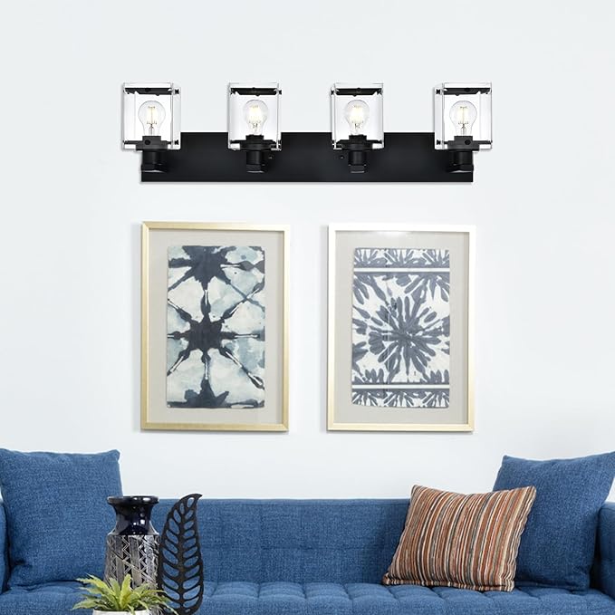 WINSHEN 4-Light Bathroom Vanity Light Fixture, Modern Black Wall Lighting Over - Image 8