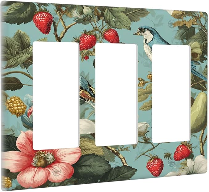 Bvtewkhz William Morris Flower 3 Gang Triple Rocker Wall Plate Cover Decorative - Image 2