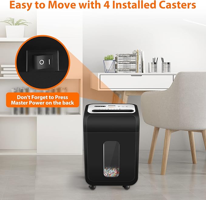 VidaTeco Paper Shredder for Home Office14-Sheet 60-Mins Micro Cut Shredder - Image 8