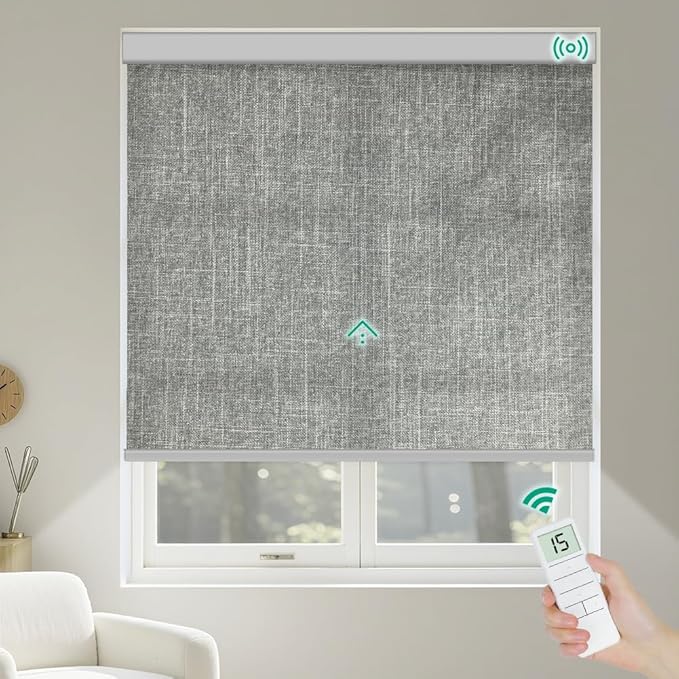 Kilonity Motorized Roller Shades, Light Filtering Remote Control Custom Window by Unknown