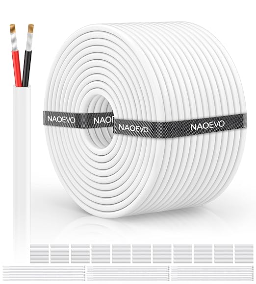 NAOVEO 18 Gauge Wire 2 Conductor Electrical Wire, 18 AWG Stranded PVC Tinned by NAOEVO