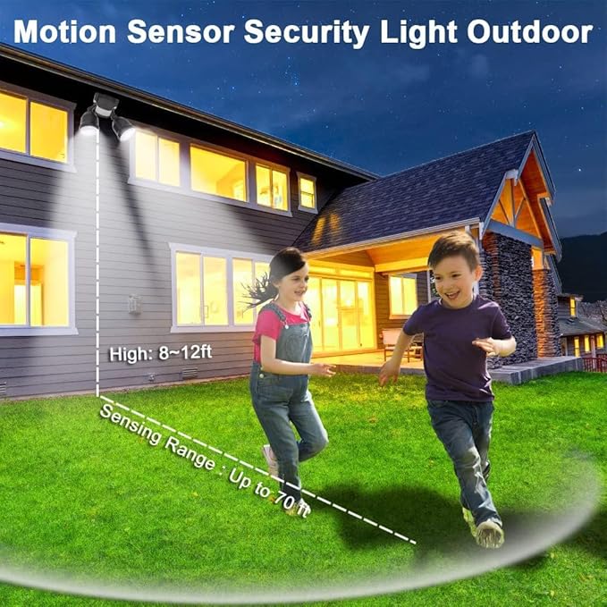 EMANER Motion Sensor Light Outdoor, Dusk to Dawn Floodlight 5000K, 4-Mode - Image 3