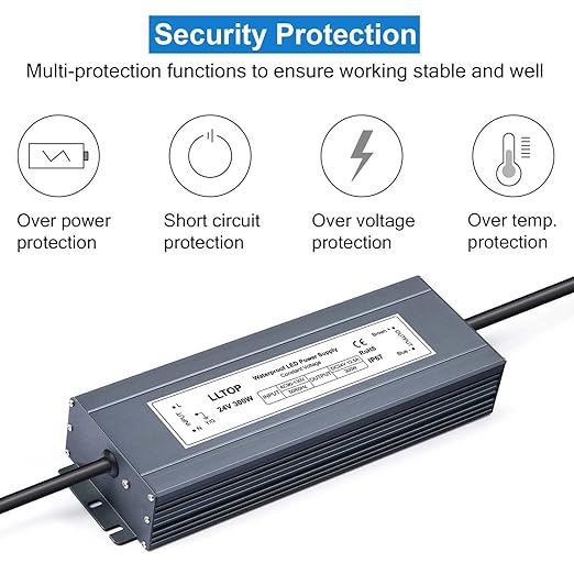 LLTOP LED Power Supply 24V 12.5A 300W LED Driver AC90-130V to 24VDC Converter - Image 2