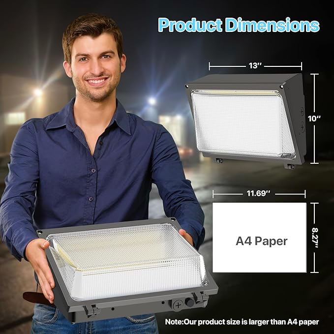 HYPERLITE LED Wall Pack Light: 120W Glass Lens LED Wall Packs Outside Lighting - Image 6