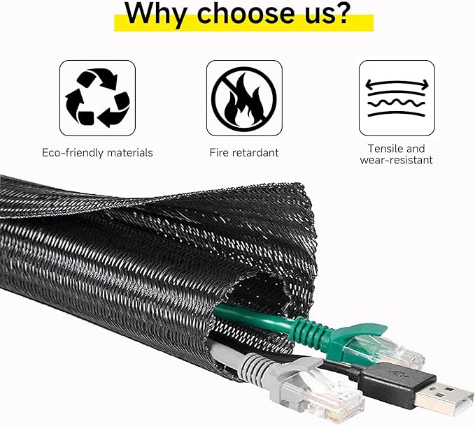 GBSCLOVER Wire Cord Protector Wire Loom Tubing, 10ft - Image 2