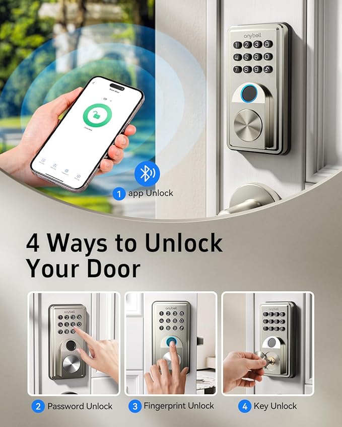 Smart Door Lock, Anybell Fingerprint Door Lock Keyless Entry - Image 3