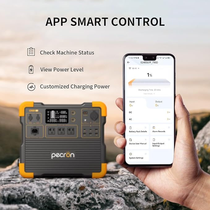 PECRON Portable Power Station E2400LFP, 2048Wh Solar Generator Backup, 2400W - Image 6