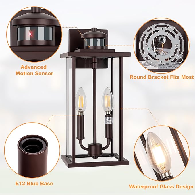 SIAFAVOI Motion Sensor Outdoor Wall Lights, Compatible - Image 2