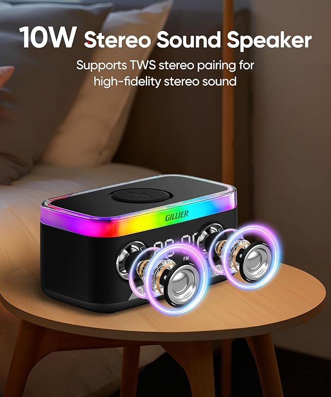 GILLIER Wireless Charging Alarm Clock Radio - Image 6