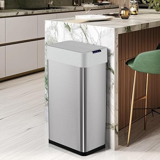 Arlopu 18.5 Gal Automatic Trash Can, 70L Stainless Steel Motion Sensor Garbage - Image 9