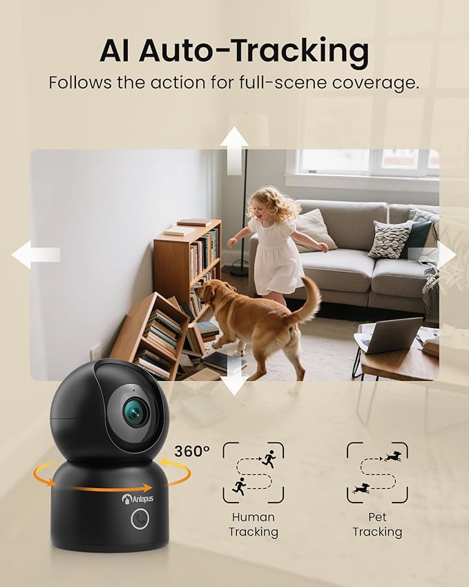 Anlapus A50 4K Pan/Tilt Home Indoor Security Camera, Plug-in WiFi Pet/Baby - Image 5