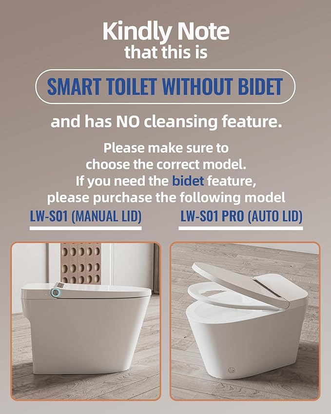 Luoware Smart Toilet Lite without Bidet, One Piece Elongated Modern Toilet - Image 2