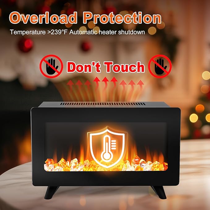 16" Small Electric Fireplace Heater - Image 5