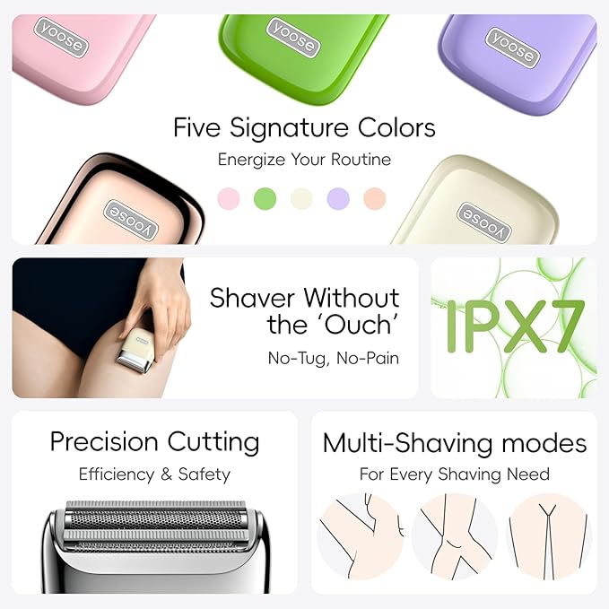 yoose Electric Razors for Women, IPX7 Alloy Body Bikini Trimmer for Women - Image 8
