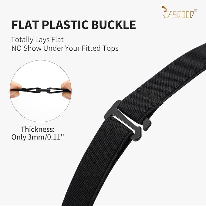 JASGOOD Women No Show Stretch Belt Elastic Web Strap Belt - Image 4