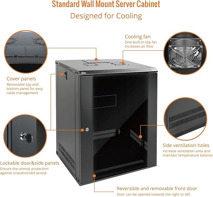 Tecmojo 15U Wall Mount Rack Network Cabinet - Image 3