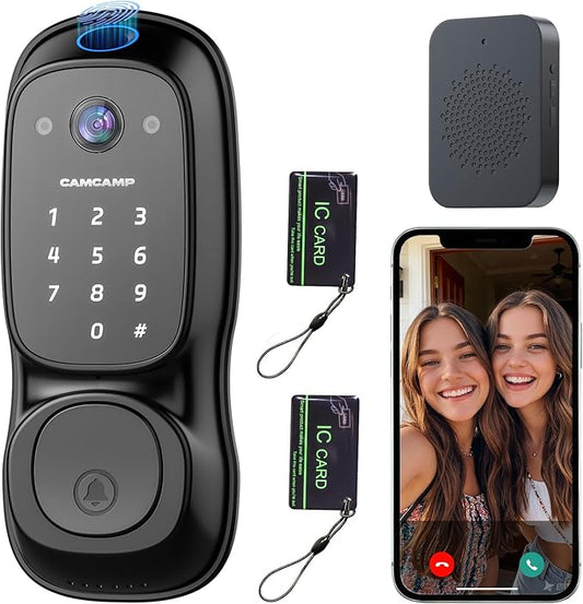 Smart Lock with Camera & Doorbell, 3-in-1 Smart Deadbolt by CAMCAMP