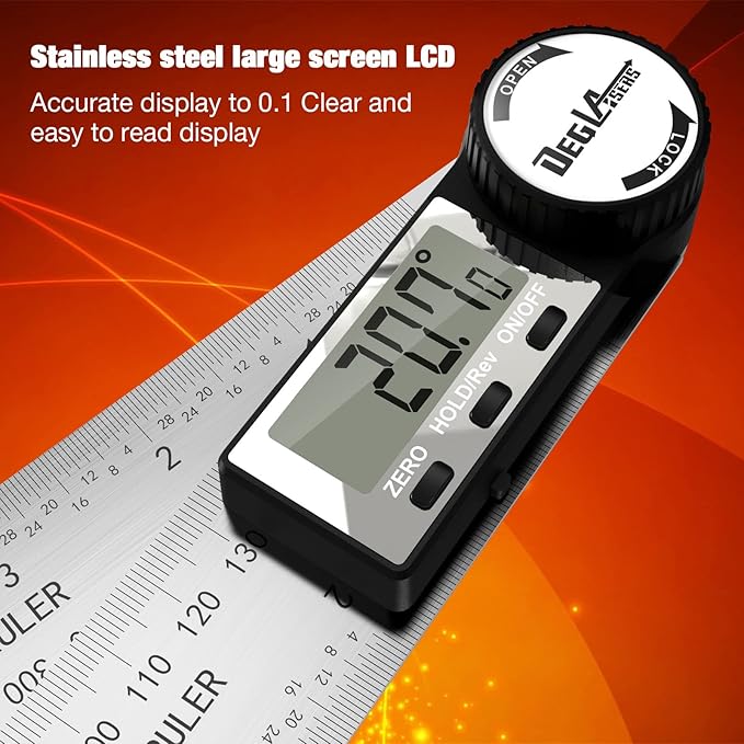 Digital Angle Finder Protractor, DEGLASERS Digital Protractor 7inch/200mm - Image 3