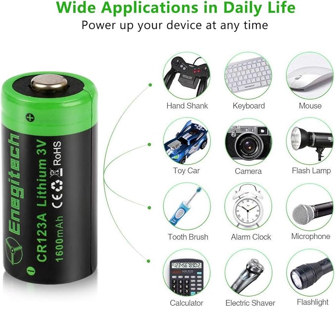 Enegitech CR123A 3V Lithium Battery, 123 3 Volt Lithium Battery, - Image 3
