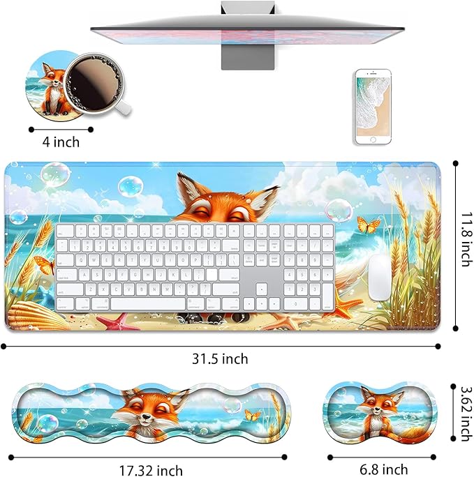 4 in 1 Ergonomic Keyboard Wrist Rest & Mouse Pad Wrist Rest Set, Large XXL - Image 2