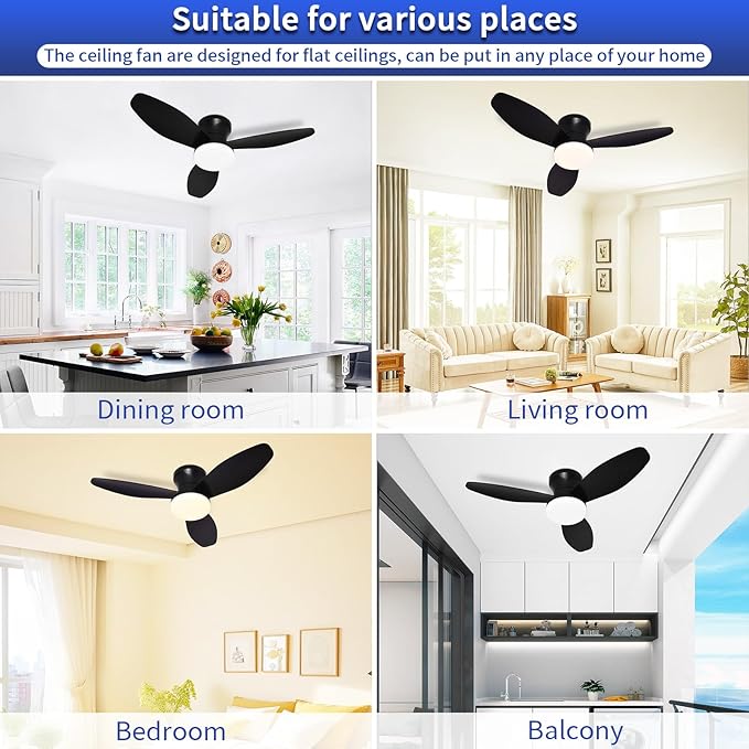 Glowall Small Ceiling Fan with Lights and Remote, 32 Inch Flush Mount, Small - Image 7