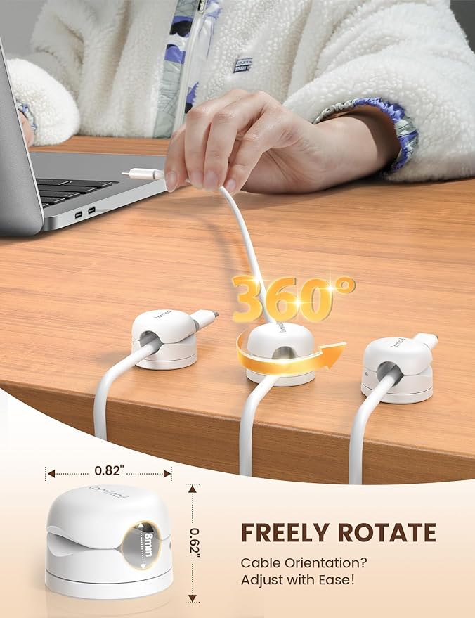 6Pack Rotatable Cord Organizer Cable Clips - Image 2