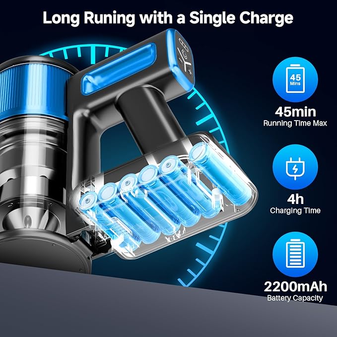 BSNAW Cordless Vacuum Cleaner for Home, 8-in-1 Lightweight Stick Vacuum - Image 5