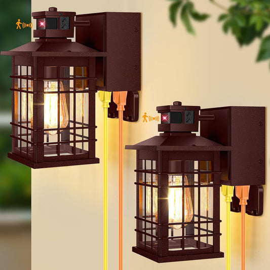 2-Pack Porch Light with GFCI Outlets, Waterproof Outside Wall Lantern Sconce 3