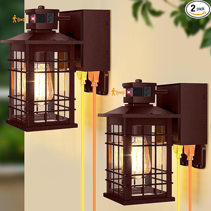 2-Pack Porch Light with GFCI Outlets, Waterproof Outside Wall Lantern Sconce 3 by Kondras