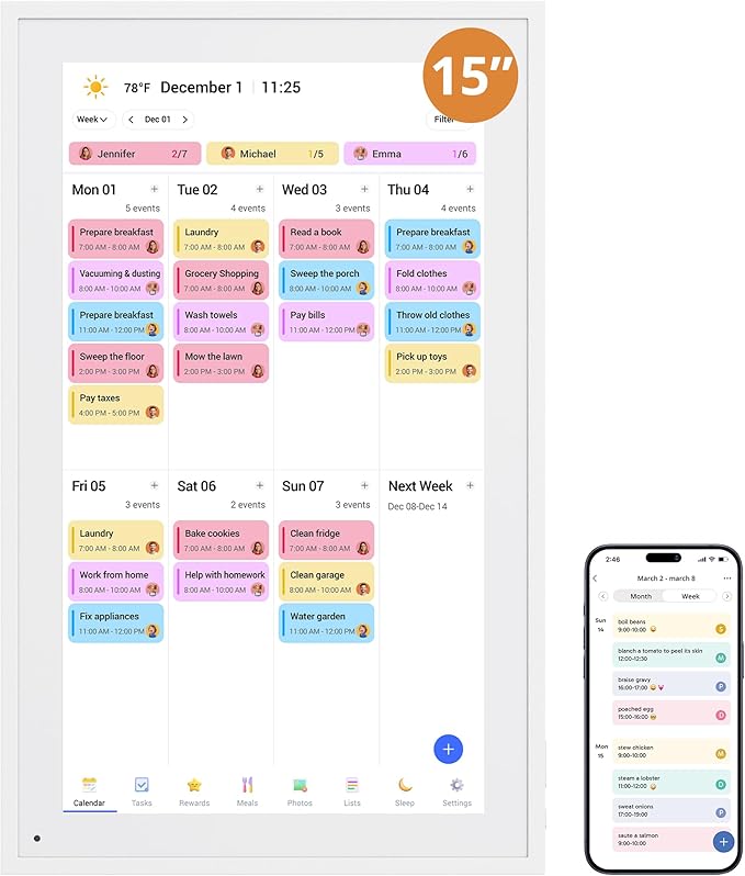 Digital Calendar 15.6-inch Smart Chore Chart, Home Electronic Wall/Tabletop by DragonTouch