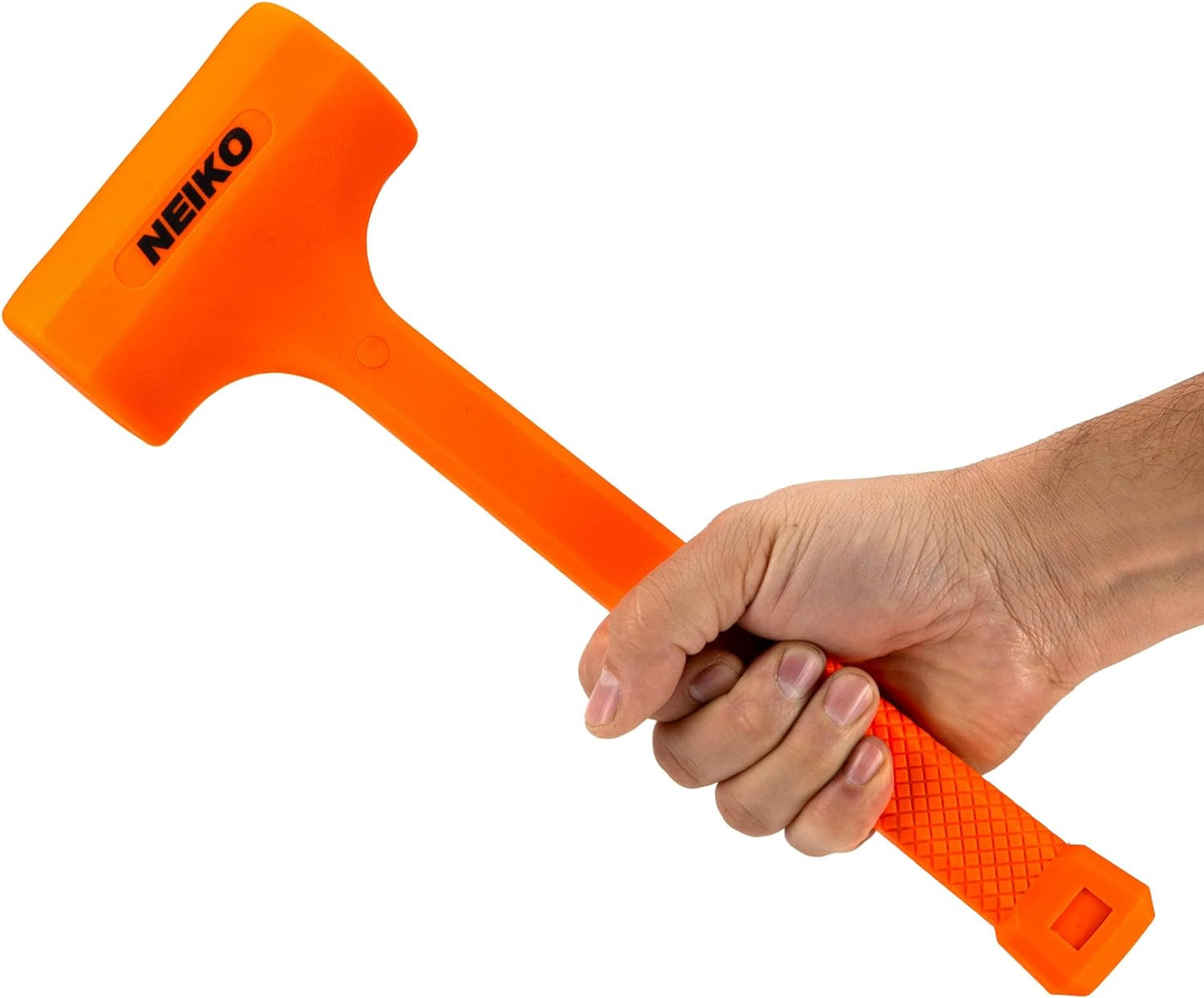 NEIKO 02851A Dead Blow Hammer, 5 Pounds, Neon Orange Deadblow Hammers, Mallet, Spark and Rebound Resistant, Unibody Molded, Soft Blow Rubber, Checkered Grip, Steel Shot and Core