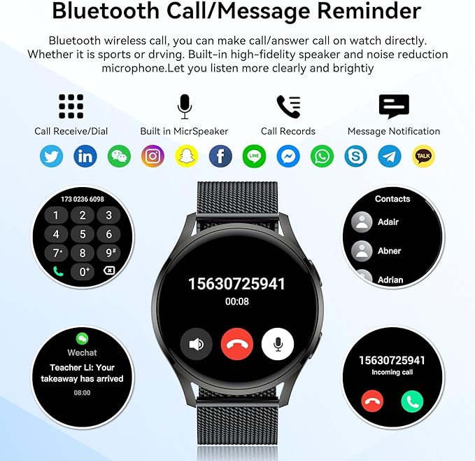 Smart Watch for Men Women Fitness: Waterproof Make/Answer Call Smart Watches - Image 2