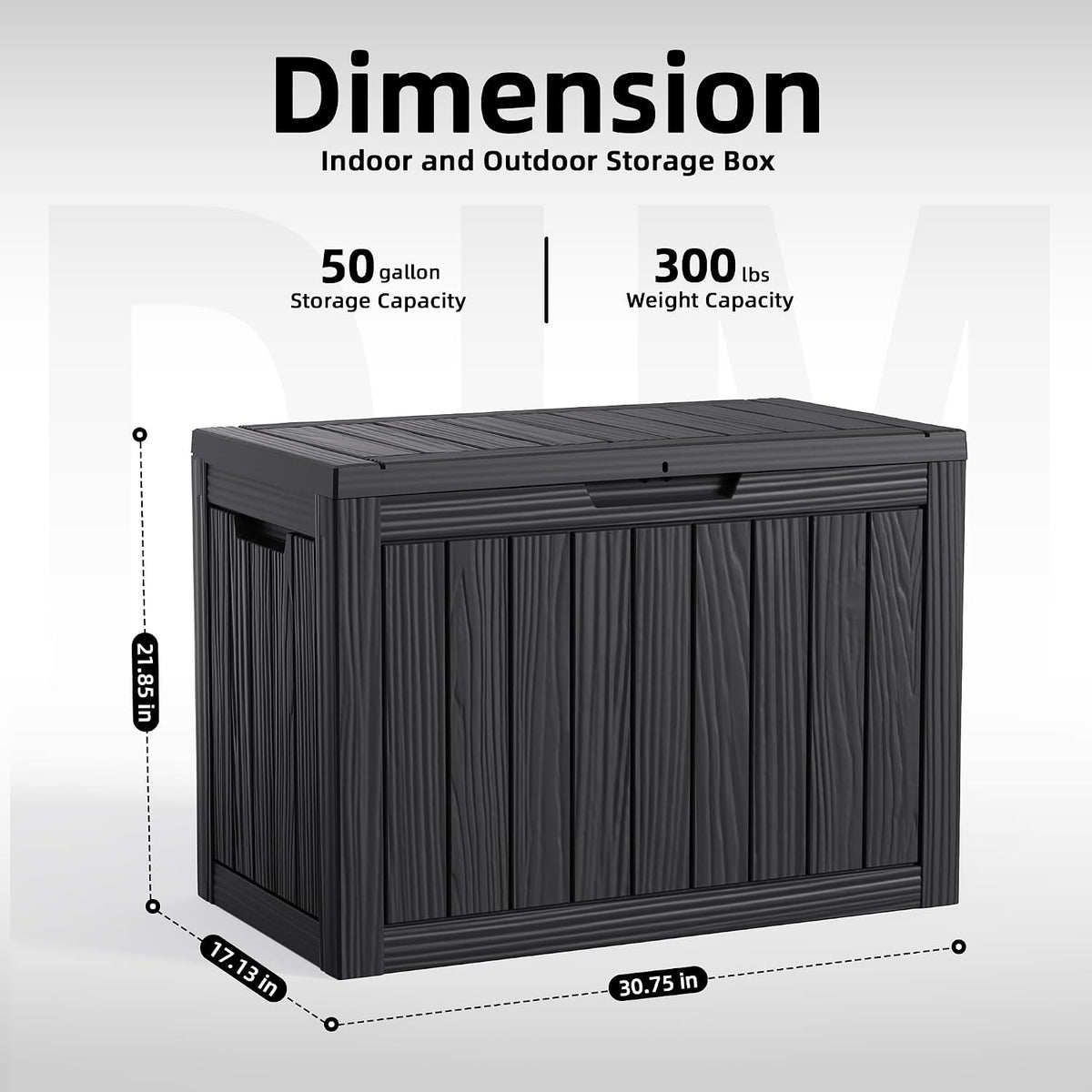 easyup 50 gallon outdoor storage box, outdoor deck, close-up detail