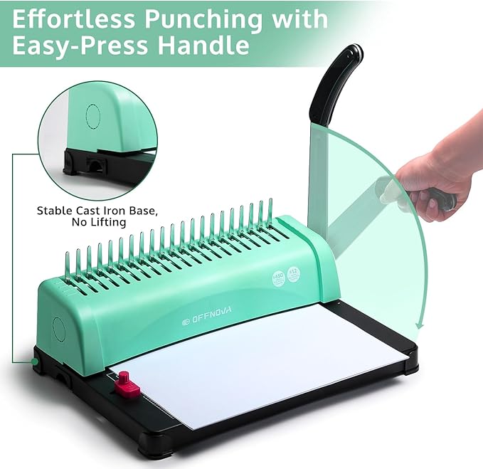 OFFNOVA Binding Machine, 21-Hole 450 Sheets Paper Comb Punch Binder Machine - Image 2