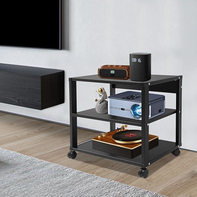 3-Tier AV Media Stand Rack, Mobile & Space-Saving Design, DVD Players, - Image 2
