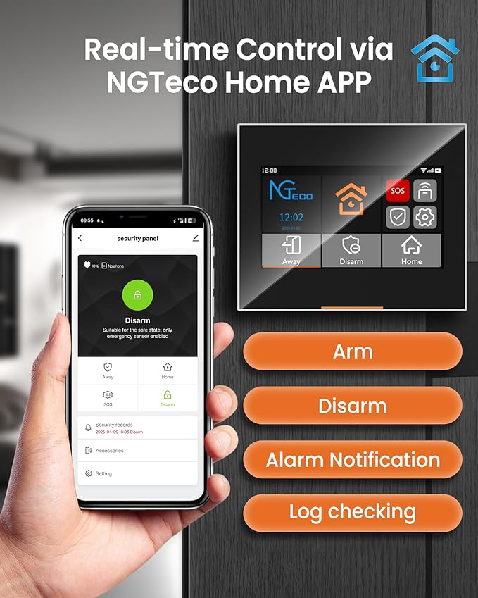 NGTeco 9-Piece Home Security Alarm Kit, Wi-Fi Home Security System - Image 2