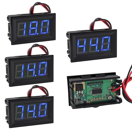 DiGiYes 5 Pack DC 5-120V Digital Mini Voltmeter 2 Wire 0.56 inch LED Display by DiGiYes