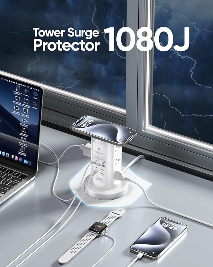 Kakyanill 115W USB Charging Station, Surge Protector Power Strip Tower - Image 5