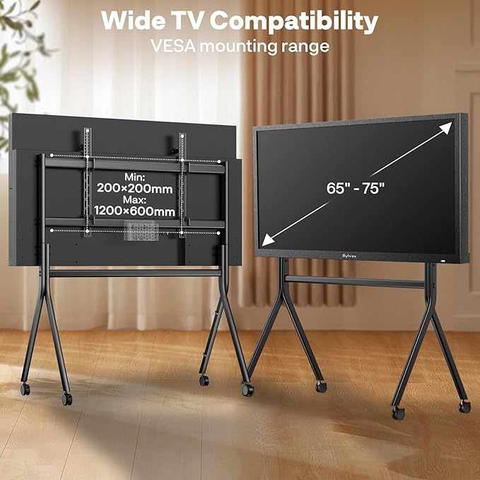 Sylvox TV Floor Stand for 65-75 Inch TVs, Heavy Duty Rolling TV Stand Max Load - Image 5