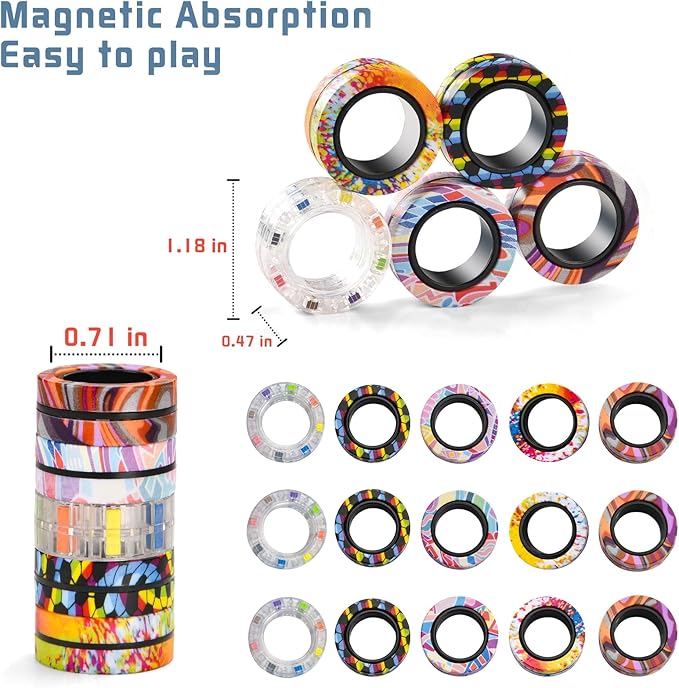 15Pcs Magnetic Adults Fidget Toys Rings, Stocking Stuffers - Image 6