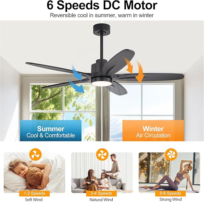 WINGBO 54" Ceiling Fan with Light - Image 6