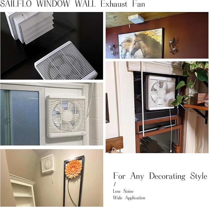 SAILFLO 6 Inch Small Window Shutter Exhaust Fan, 7.7 x 7.7 Inch Cutout - Image 7