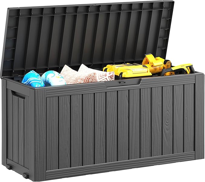 NUNU LAB 75 Gallon Outdoor Storage Box, Large Resin Sturdy Deck Box, Backyard by NUNULAB